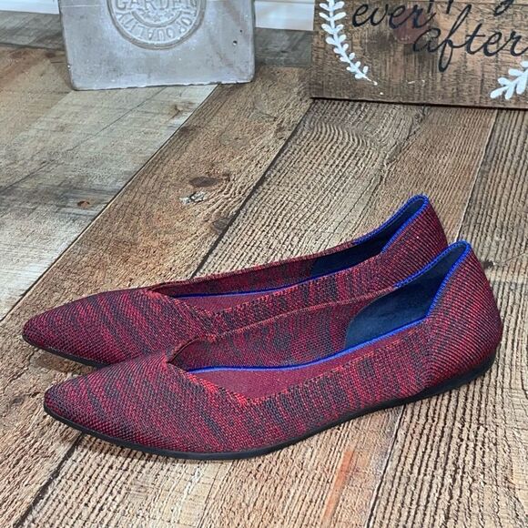 Rothys W8 crimson heather red gray slip on pointed toe ballet flats - Picture 10 of 13